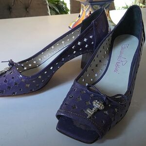 Chic Purple Women's Heels with Bow Accent